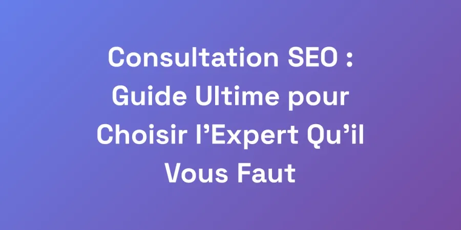 Consultation SEO : Guide Ultime pour Choisir l&#8217;Expert Qu&#8217;il Vous Faut