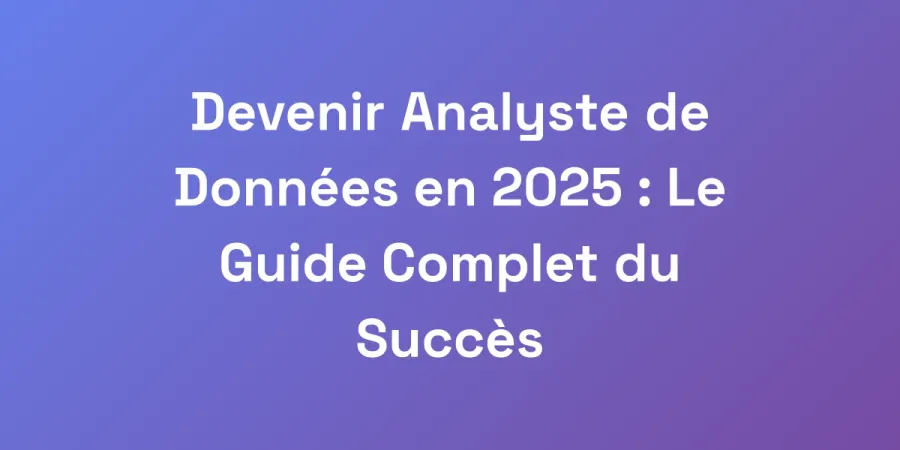 Devenir Analyste de Données en 2025 : Le Guide Complet du Succès